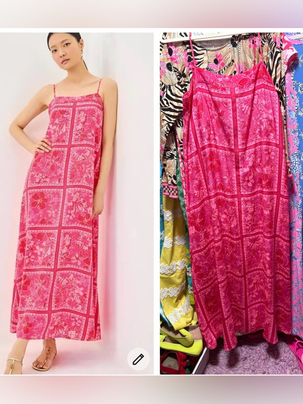 Lilly Pulitzer jesslyn silk Pink Printed Slip Maxi Dress sz 10